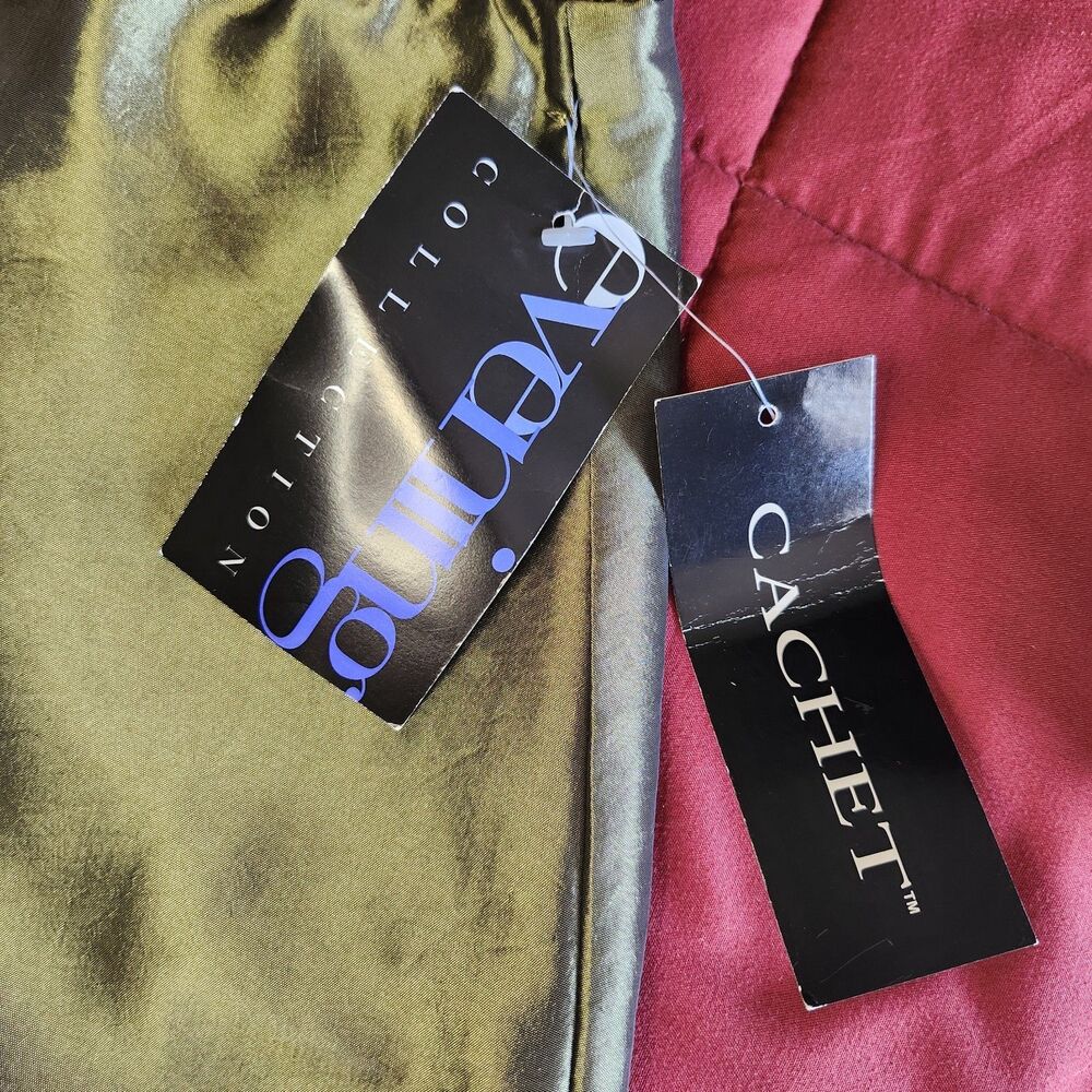 Cachet Olive Green A-Line Maxi Skirt Vintage Evening Satin Taffeta NWT Large - Picture 6 of 10